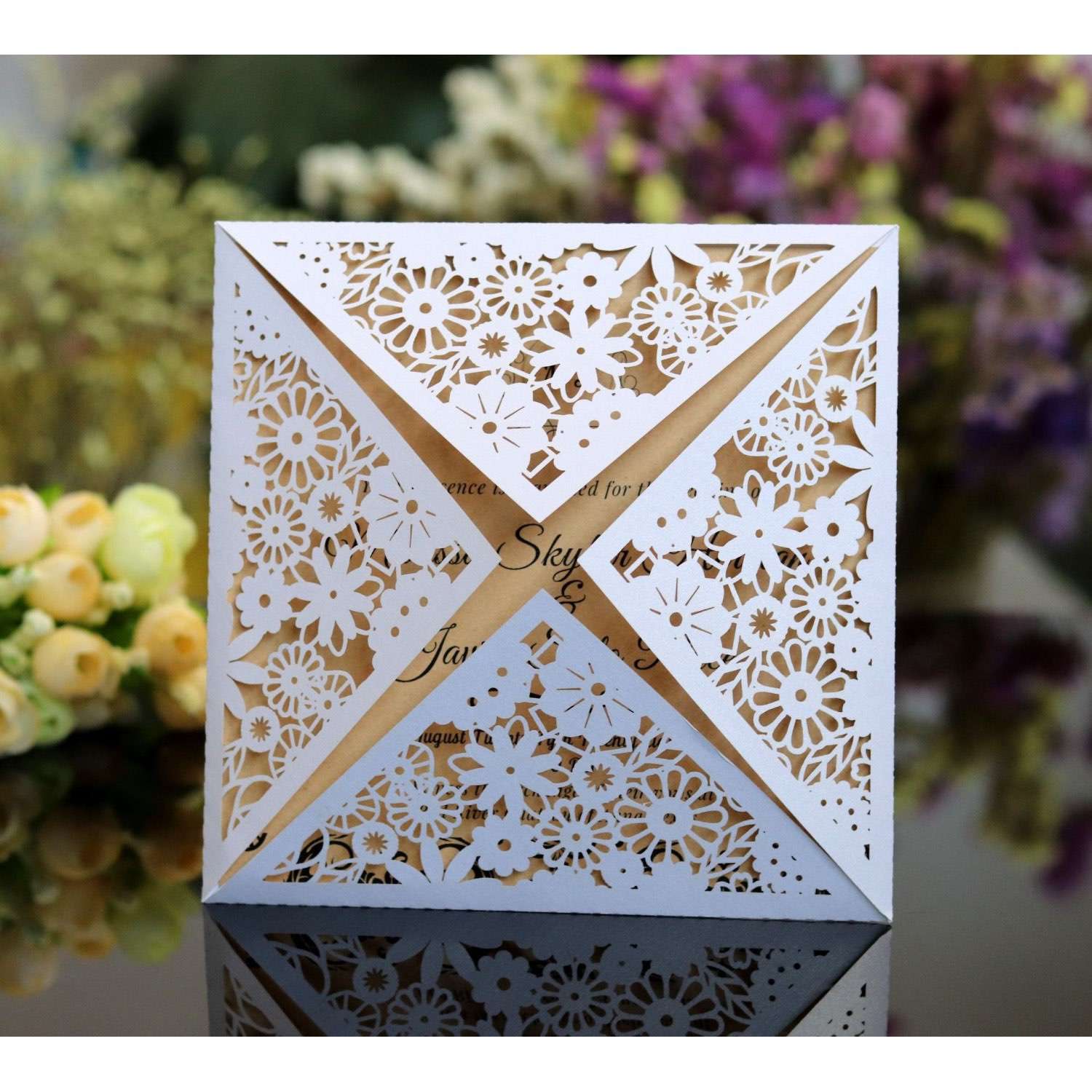 White Invitation Card With Envelope Marriage Invitation Card Customization